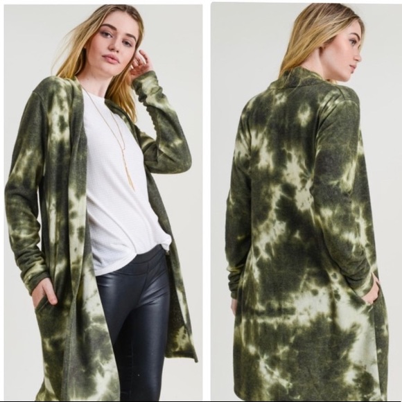 A Girl Thing Sweaters - Last 1* New Cashmere Brushed Tie Dye Longline Cardigan.